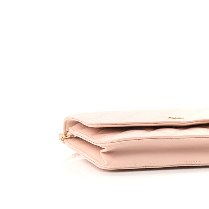Chanel Lambskin Quilted Wallet On Chain WOC Light Pink 9 of 10