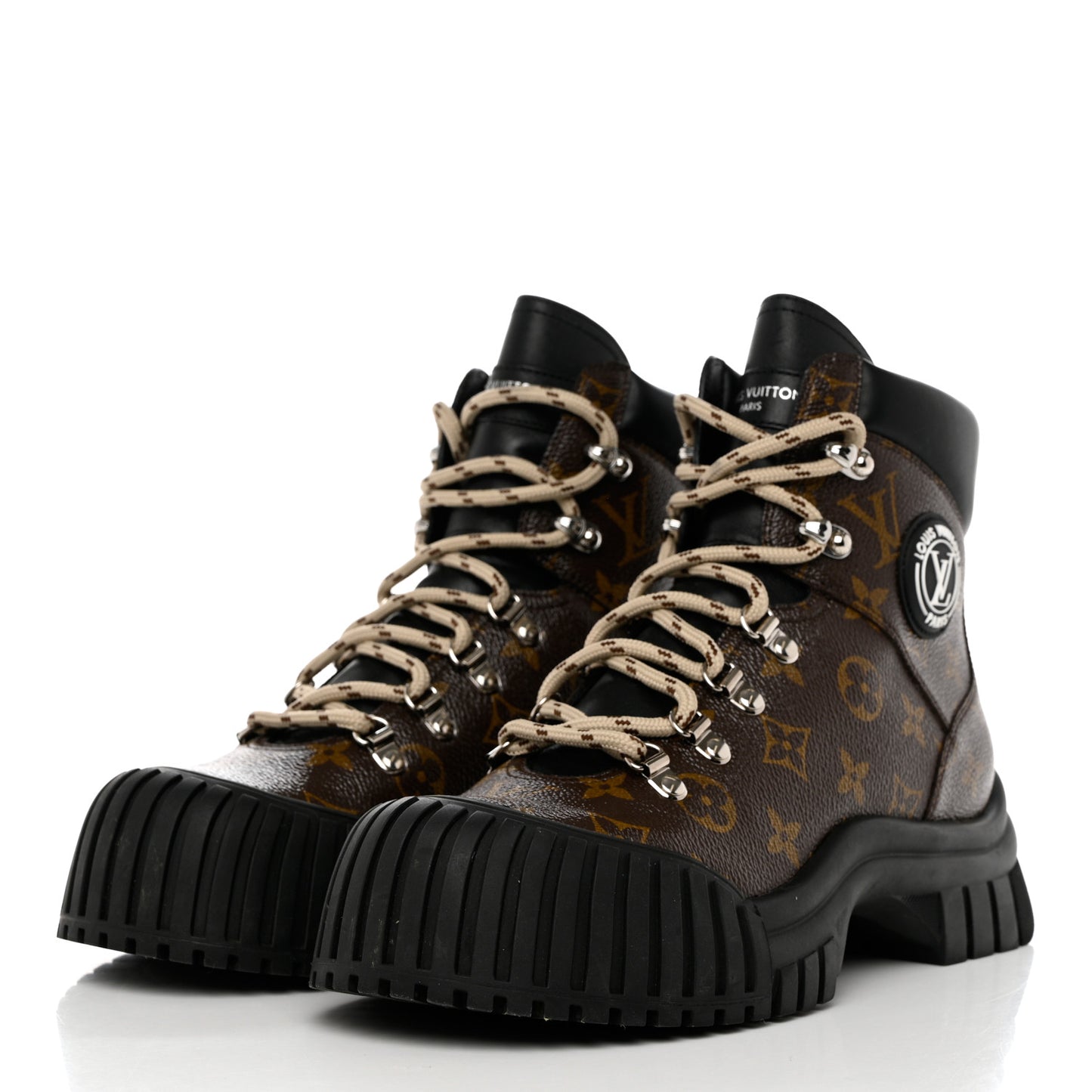 Calfskin Patent Monogram Ruby Flat Ranger Boots 39 Black
