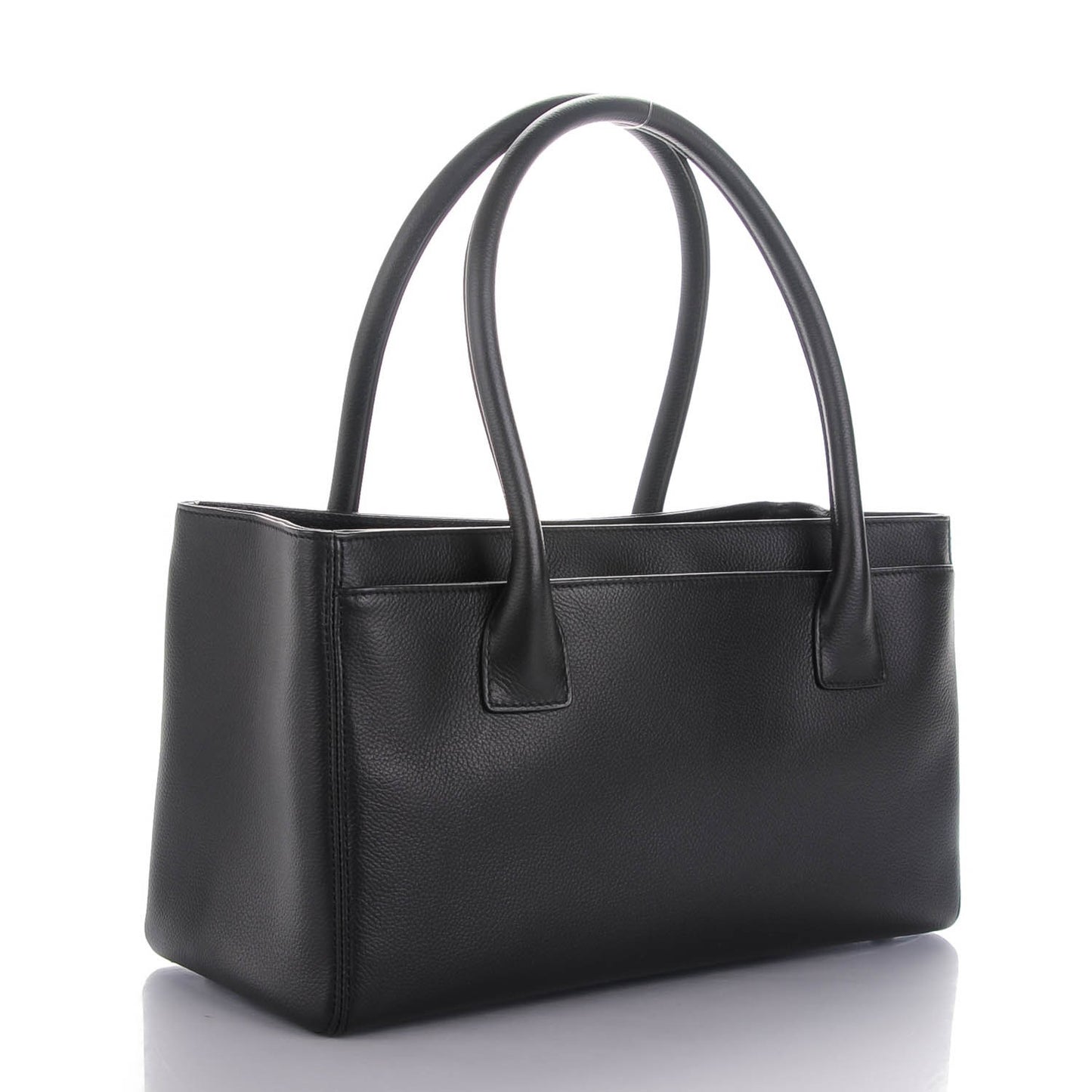 Calfskin Small Cerf Shopper Tote Black