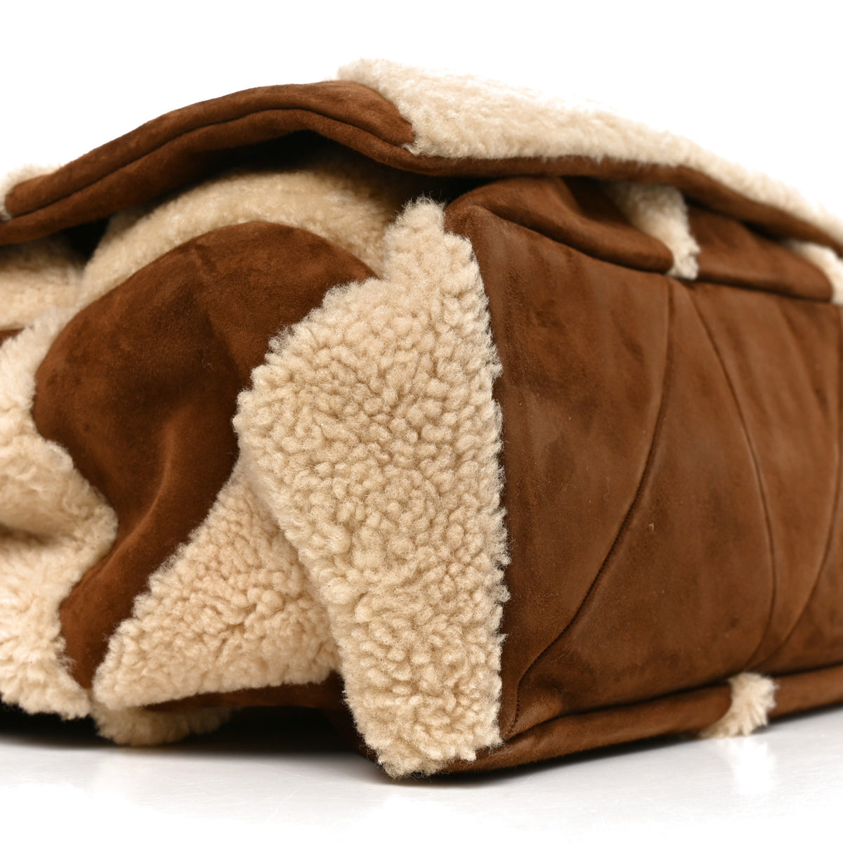 Saint Laurent Suede Shearling Patchwork Monogram Giant Jamie Brown Beige 9 of 10