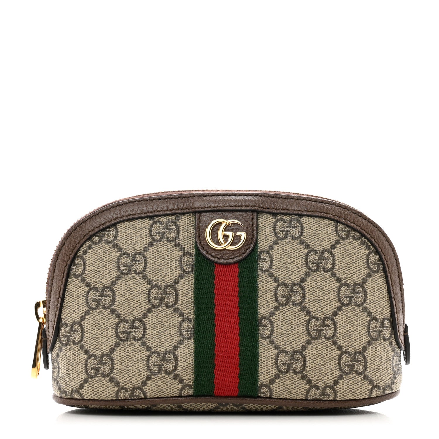 Gucci GG Supreme Monogram Textured Calfskin Web Medium Ophidia Cosmetic Case Beige Ebony New Acero 1 of 8
