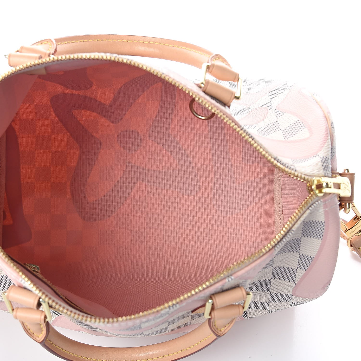 Louis Vuitton Damier Azur Tahitienne Speedy Bandouliere 30 Rose Ballerine 6 of 10