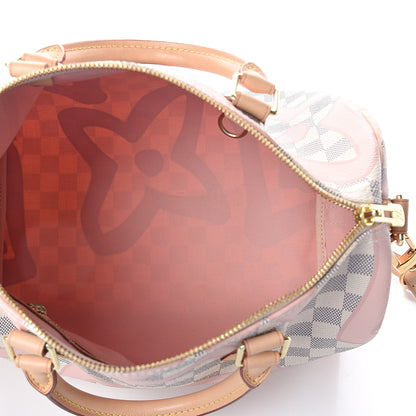 Louis Vuitton Damier Azur Tahitienne Speedy Bandouliere 30 Rose Ballerine 6 of 10