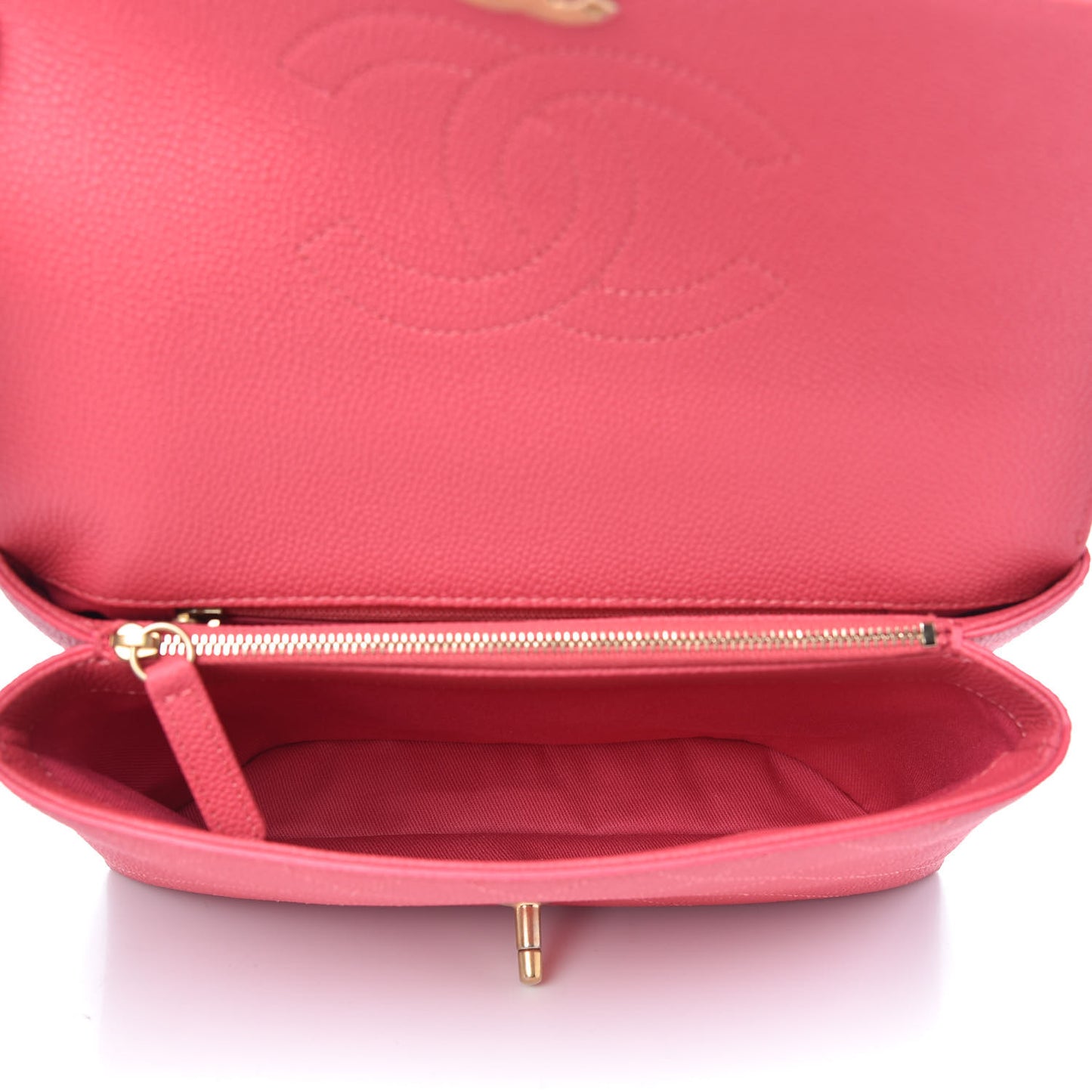 Caviar Diamond Stitched Small Top Handle Flap Pink