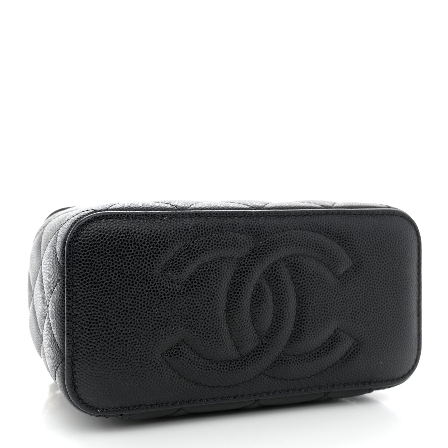 Caviar Quilted Small Vanity Case With Chain Black
