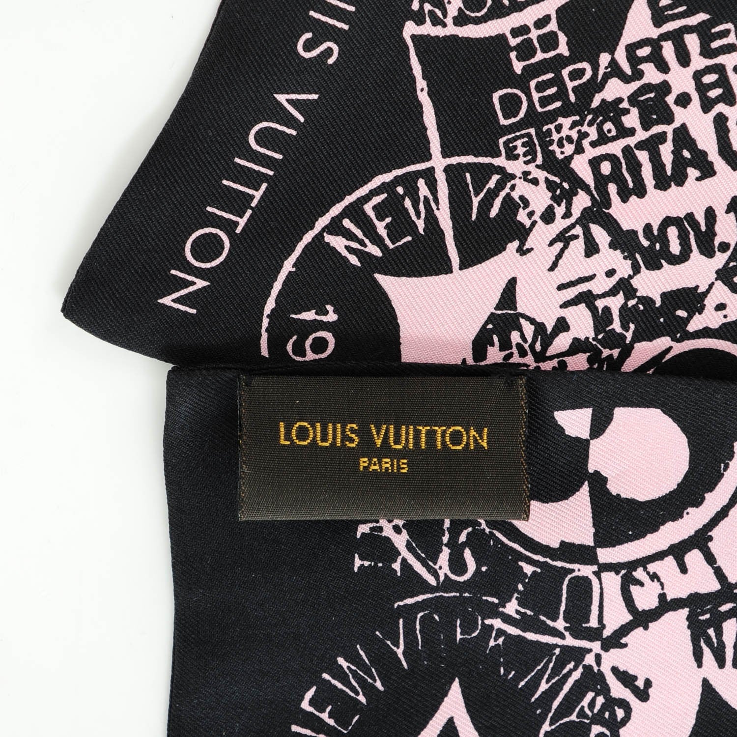 Louis Vuitton Silk Monogram Boarding Bandeau Black Pink 4 of 5