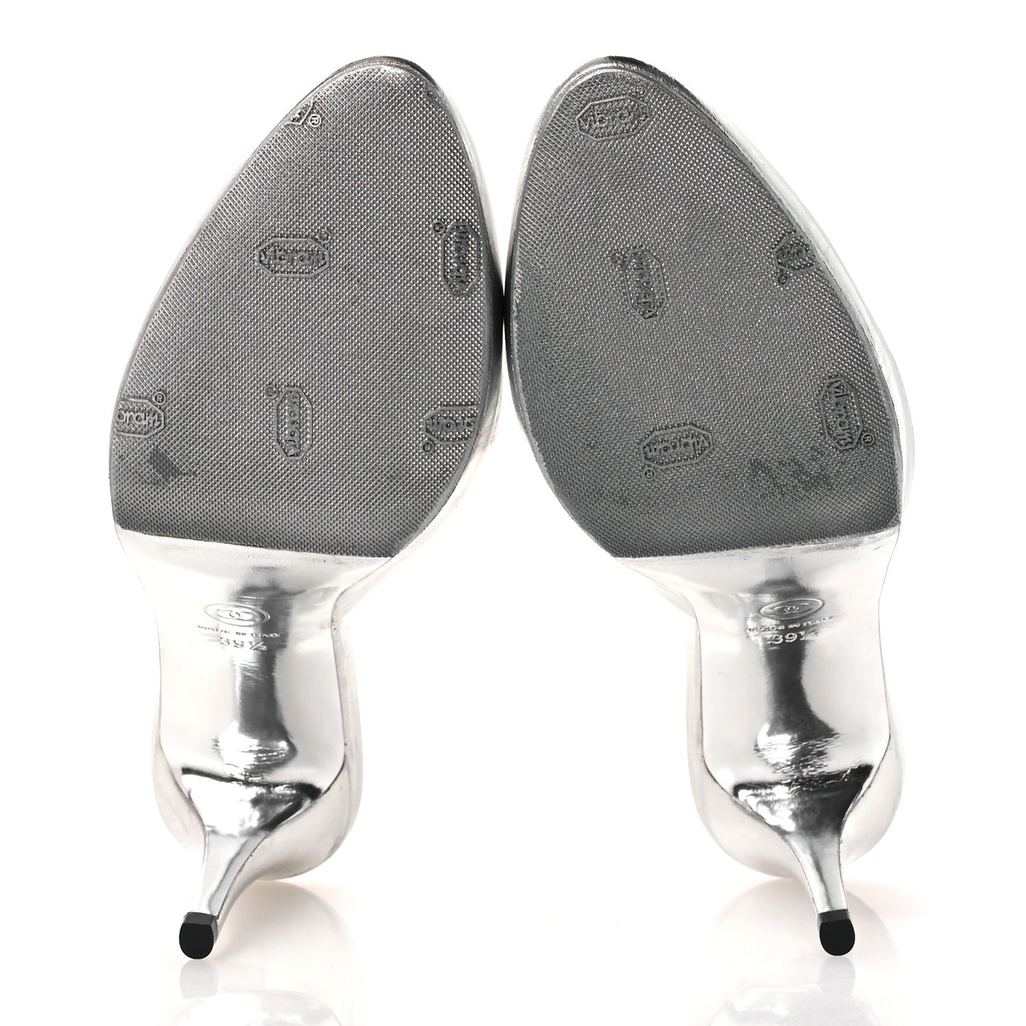 Metallic Goatskin CC Mules 39.5 Silver