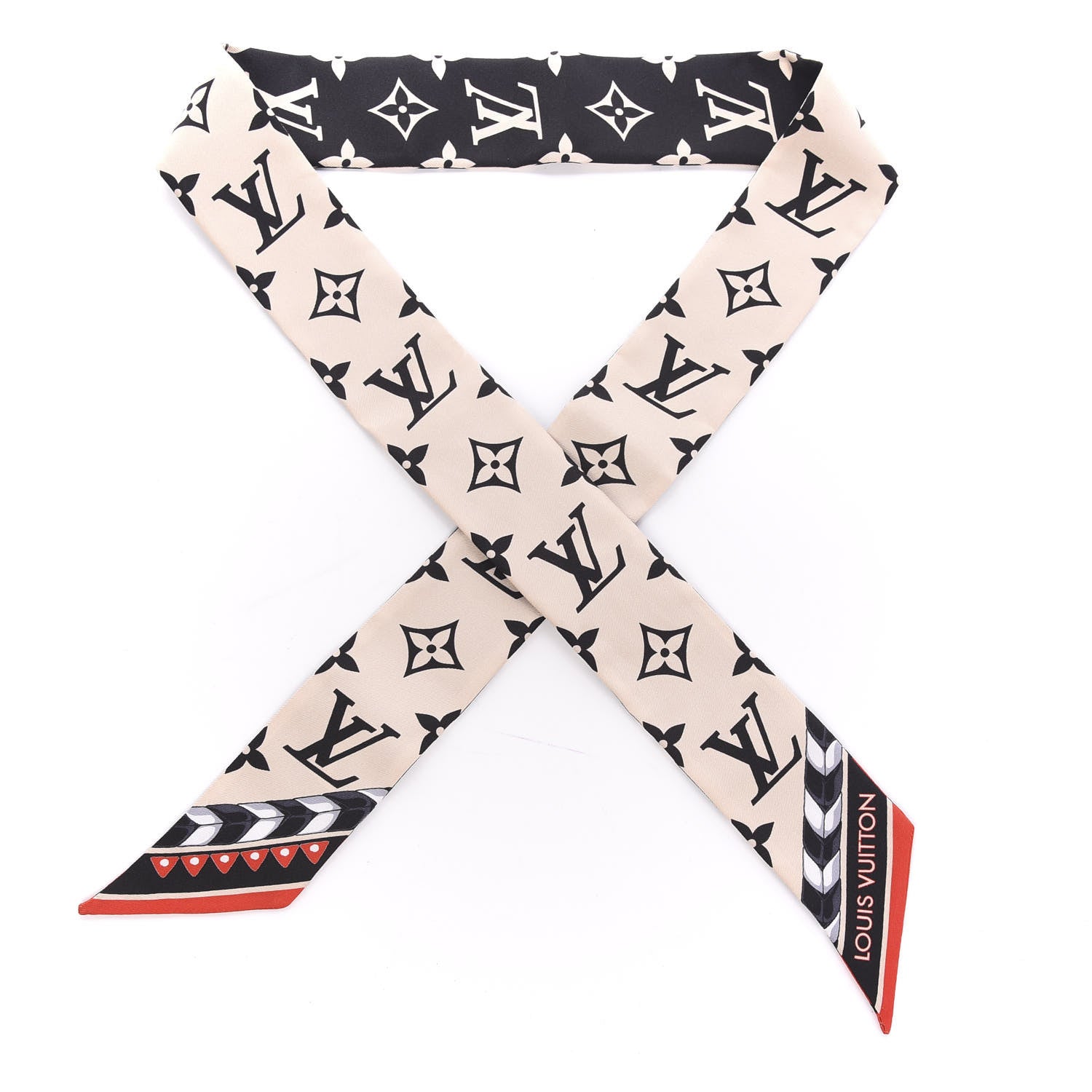 Louis Vuitton Silk Monogram LV Crafty Bi Color BB Bandeau Black Cream 1 of 4