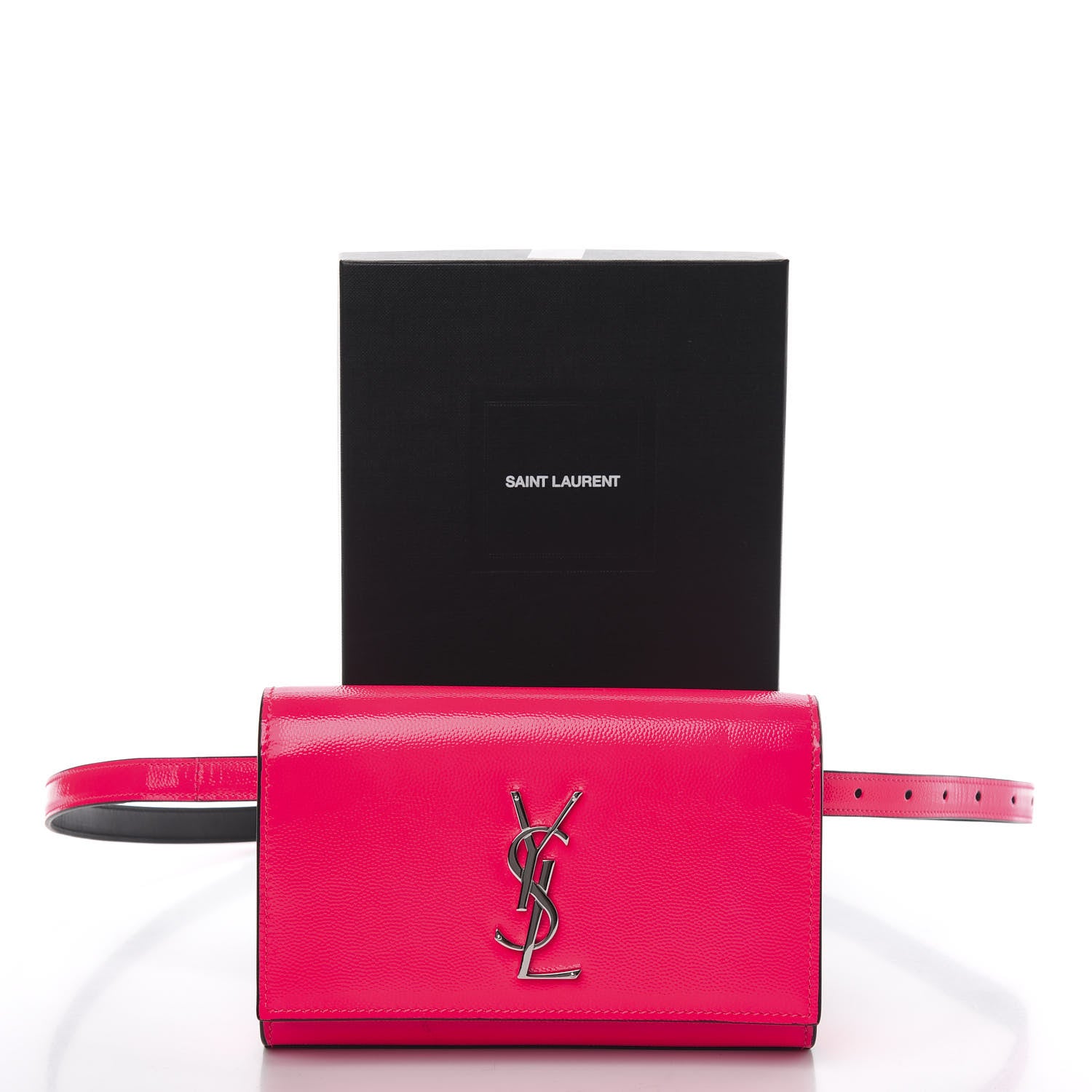 Saint Laurent Grain De Poudre Monogram Kate Belt Bag Neon Pink 9 of 9
