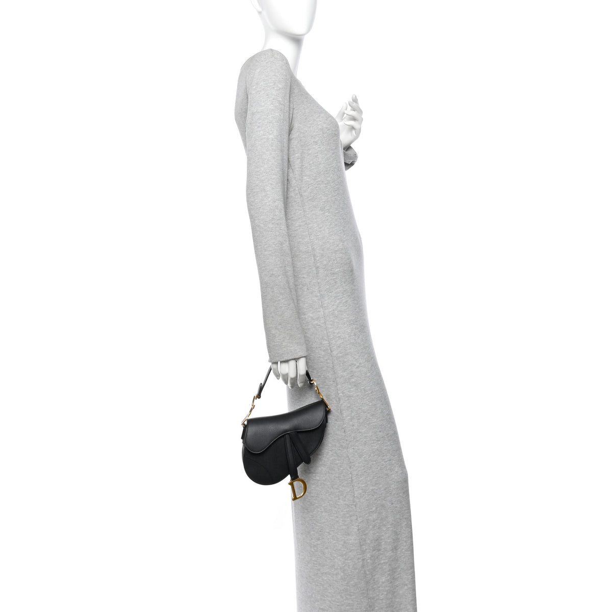 Grained Calfskin Mini Saddle Bag Black