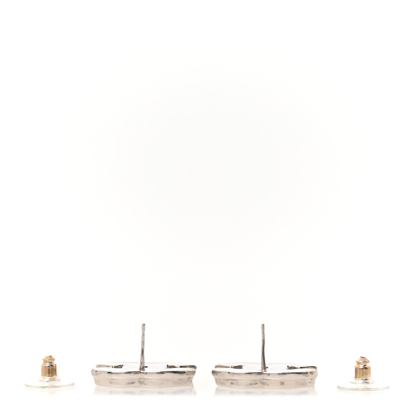 Metal Resin CC Earrings White Silver
