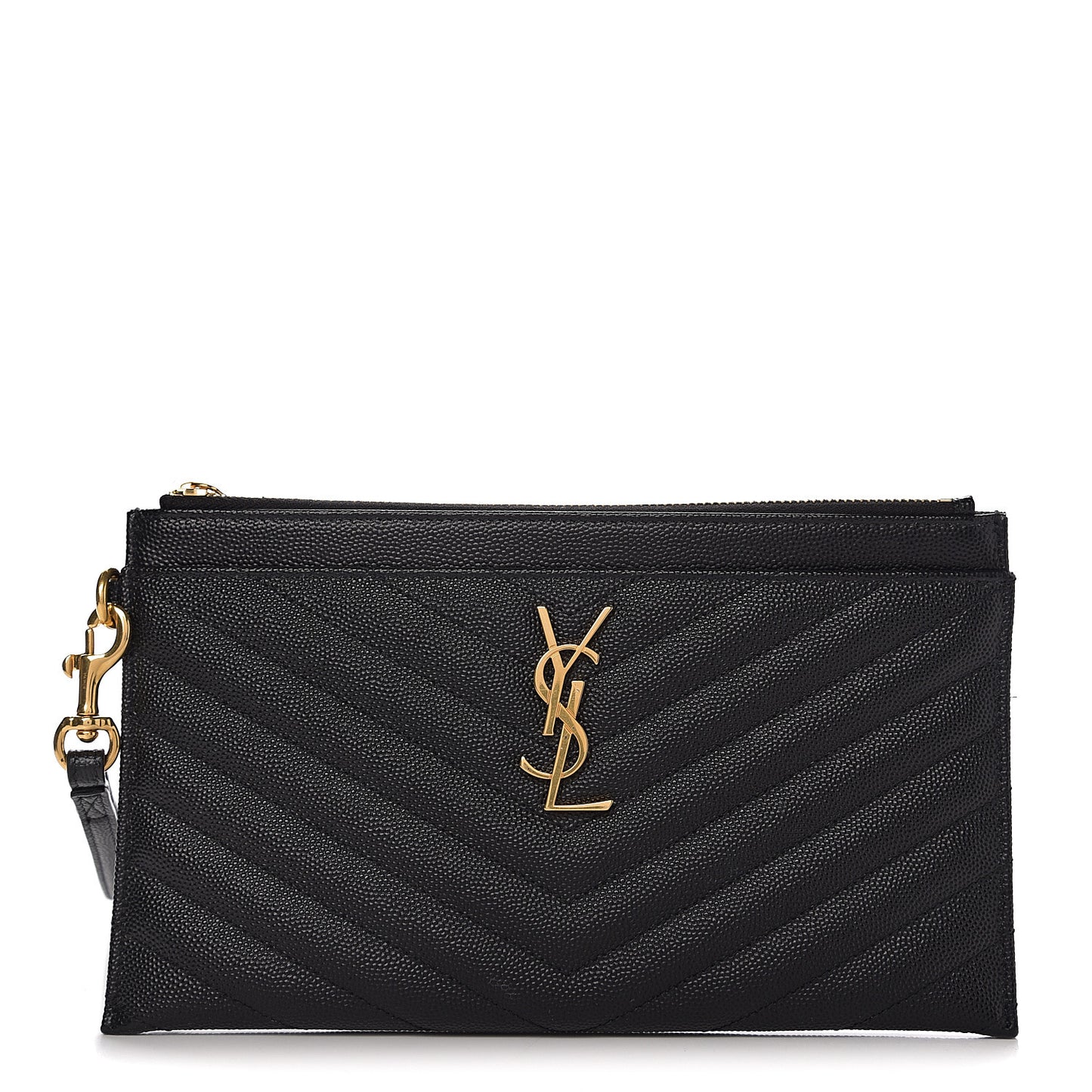 Grain De Poudre Chevron Monogram Bill Pouch Black