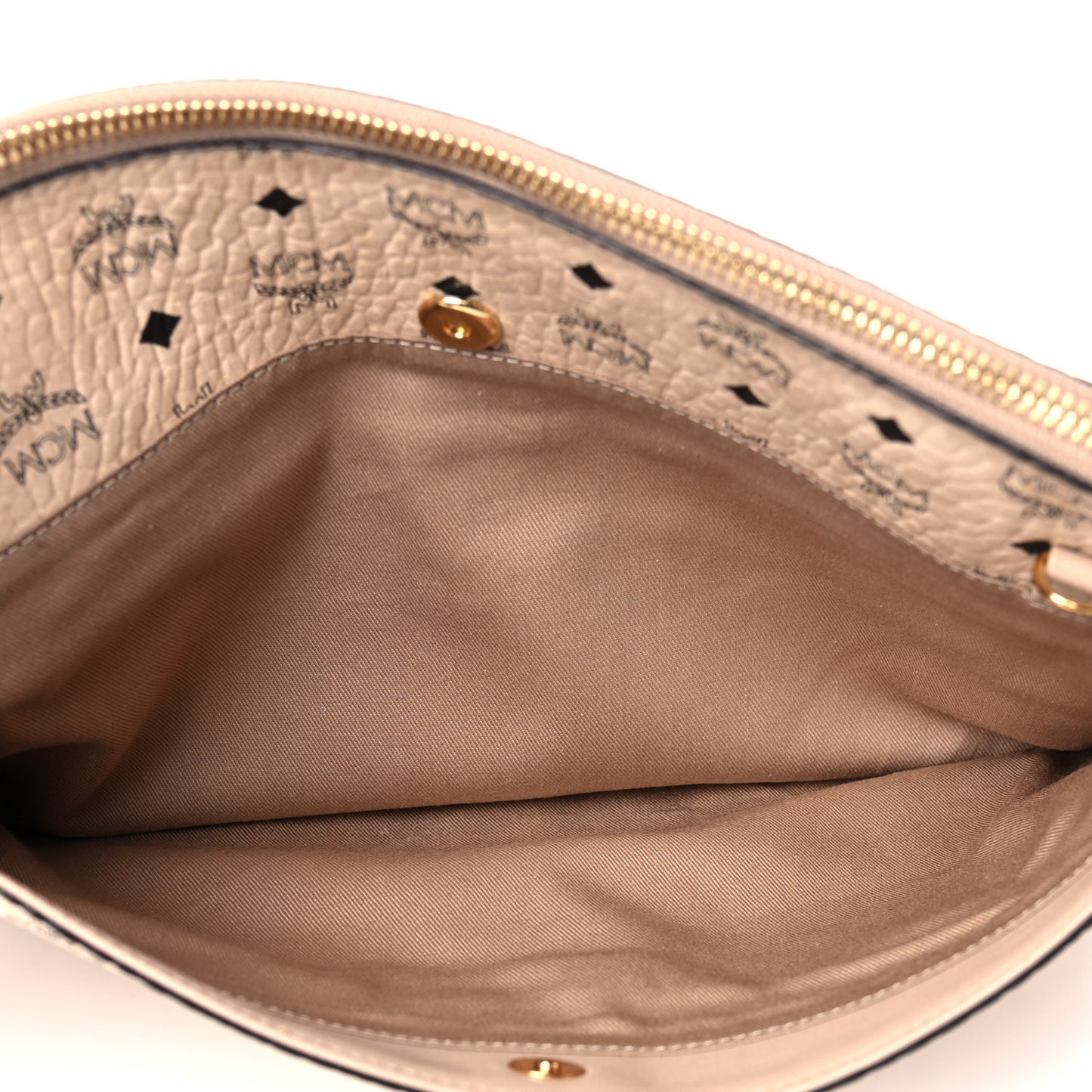 Metallic Visetos Medium Punk Rabbit Crossbody Pouch Beige