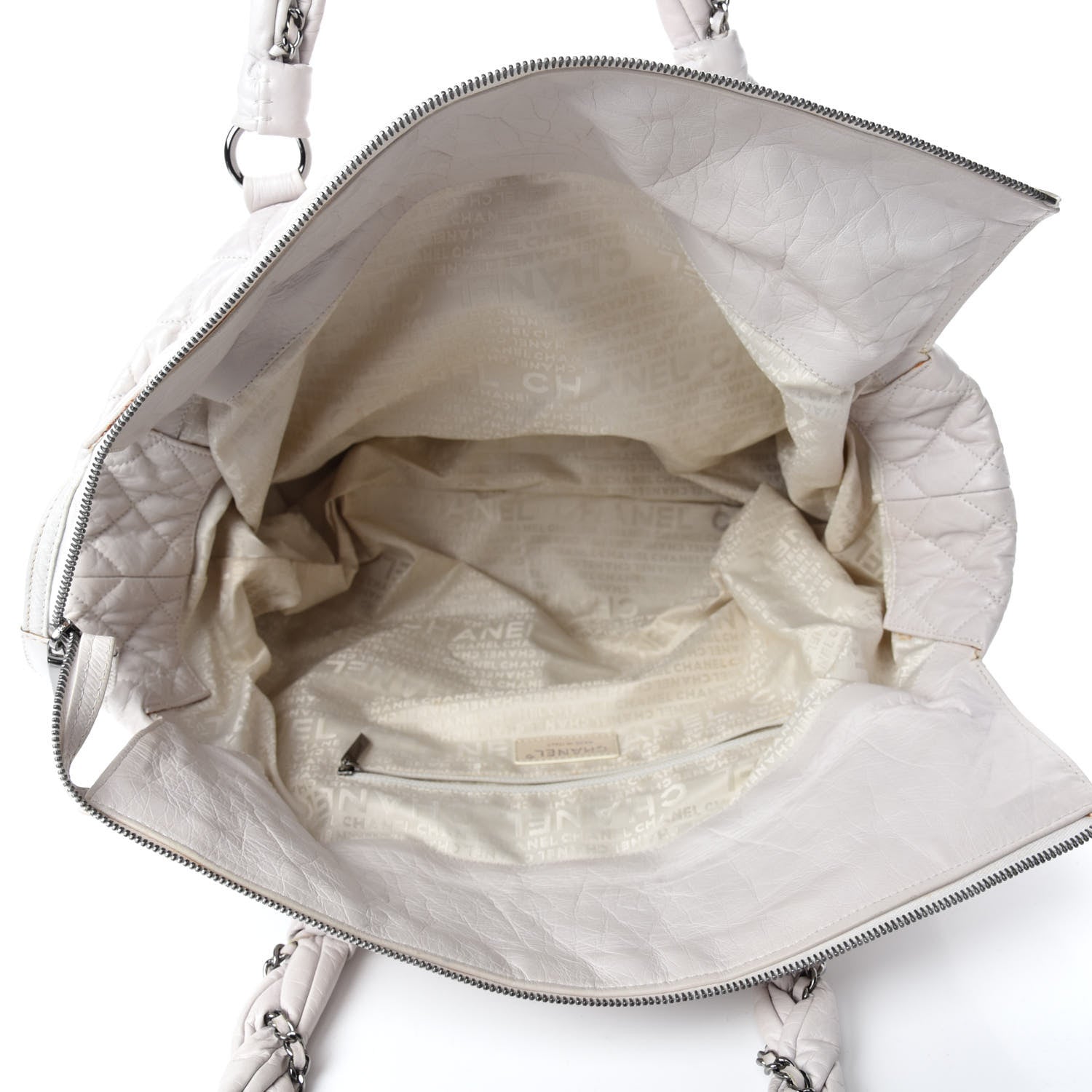 Chanel Distressed Lambskin Vintage Ligne Lady Braid XL Tote White 5 of 11