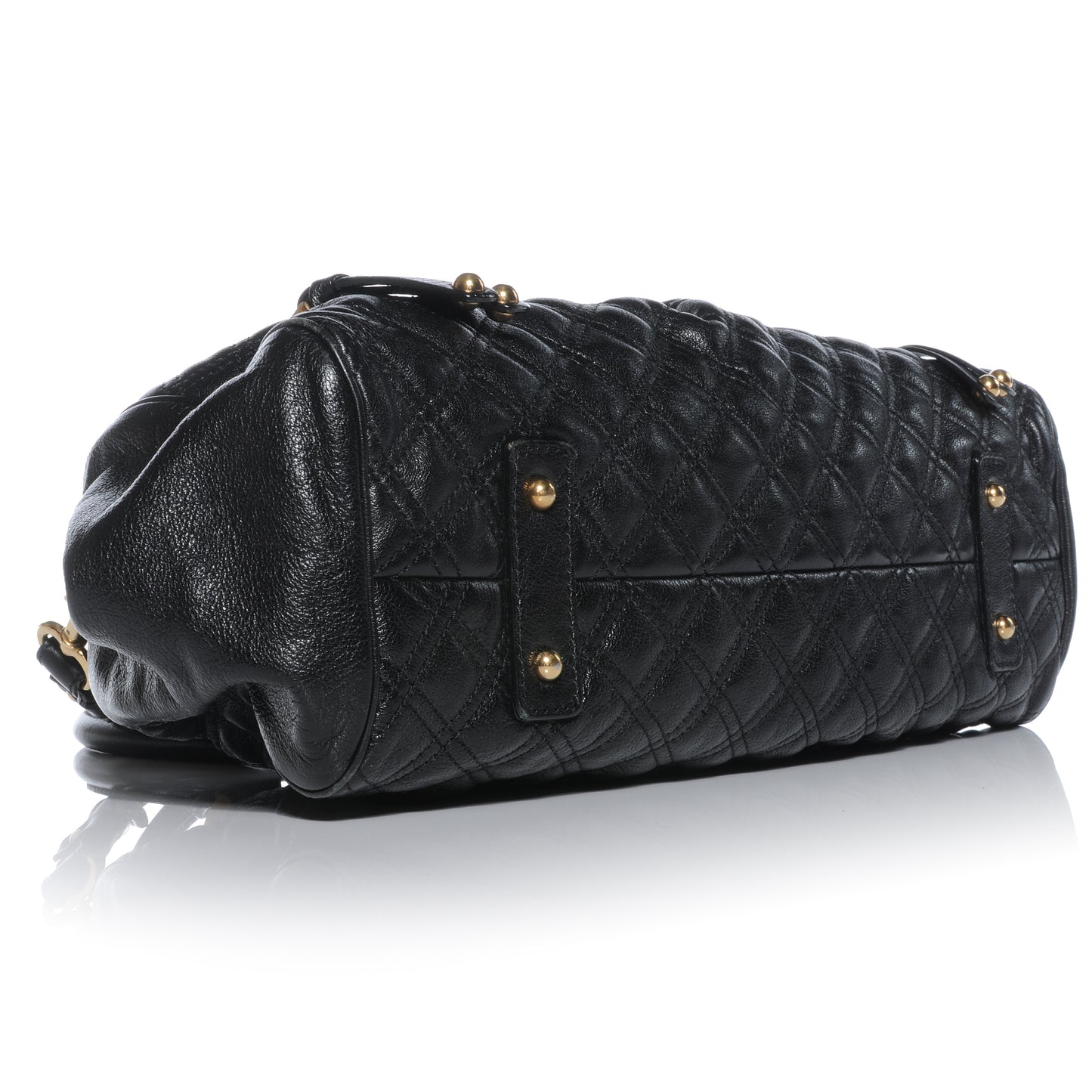 Quilted Leather East West Stam Bag Black