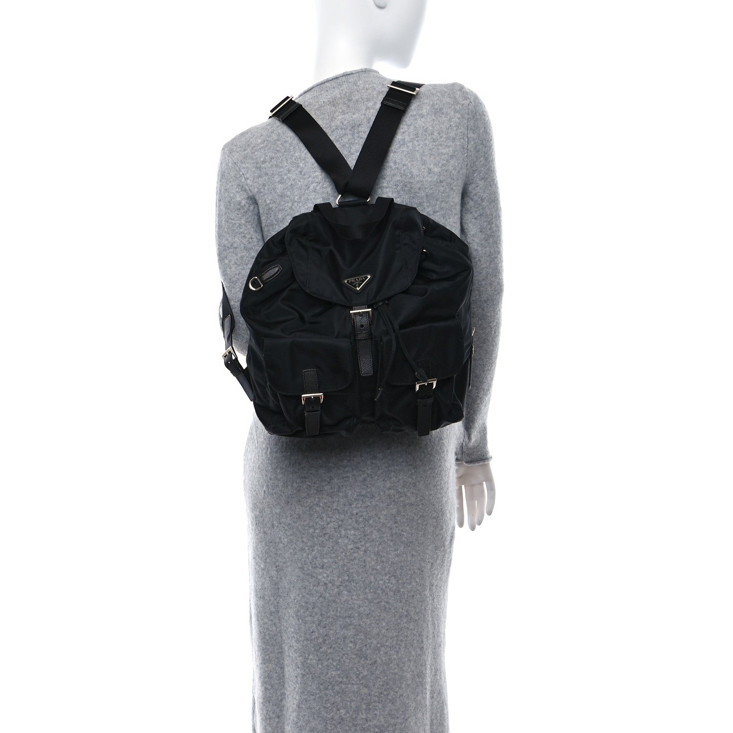 Prada Re-Nylon Saffiano Medium Backpack Black 2 of 11