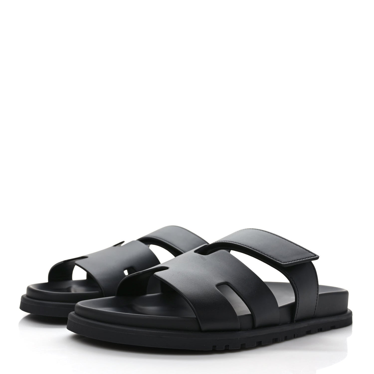 Hermes Calfskin Mens Chypre Sandals 42 Black 3 of 9