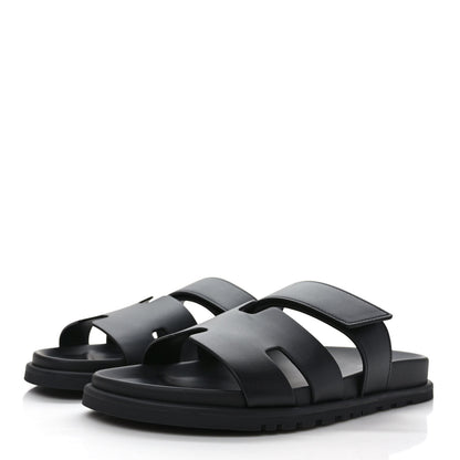 Hermes Calfskin Mens Chypre Sandals 42 Black 3 of 9