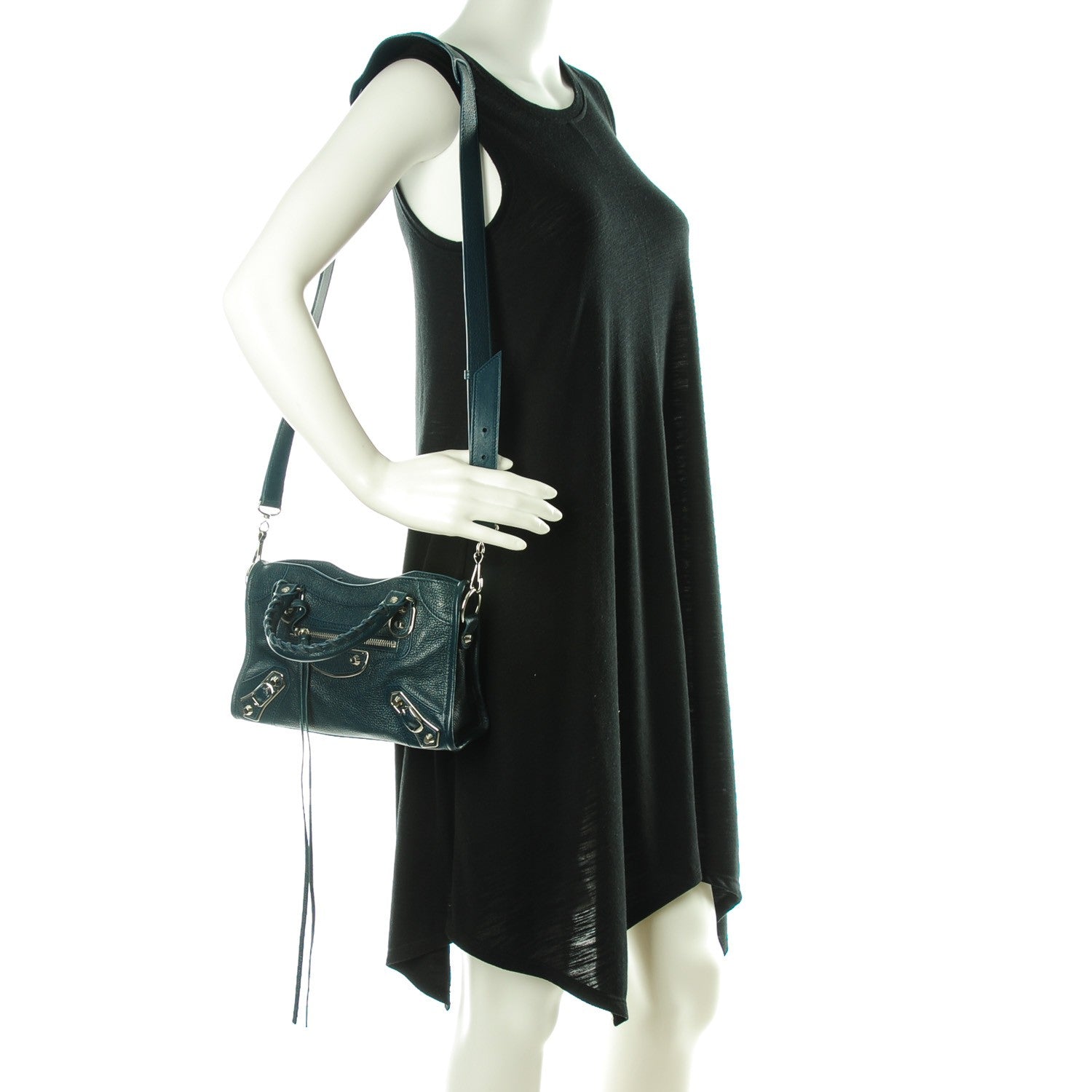 Balenciaga Chevre Silver Metallic Edge Hardware Mini City Bleu Paon 2 of 8