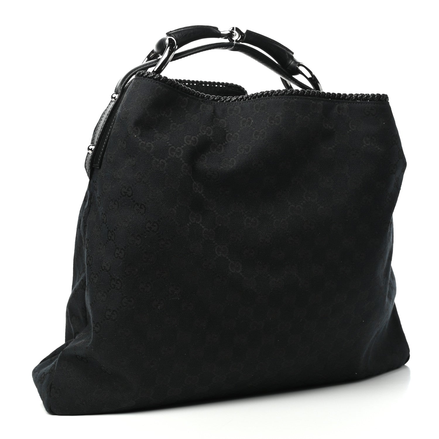 Gucci Monogram Large Horsebit Chain Hobo Black 3 of 9
