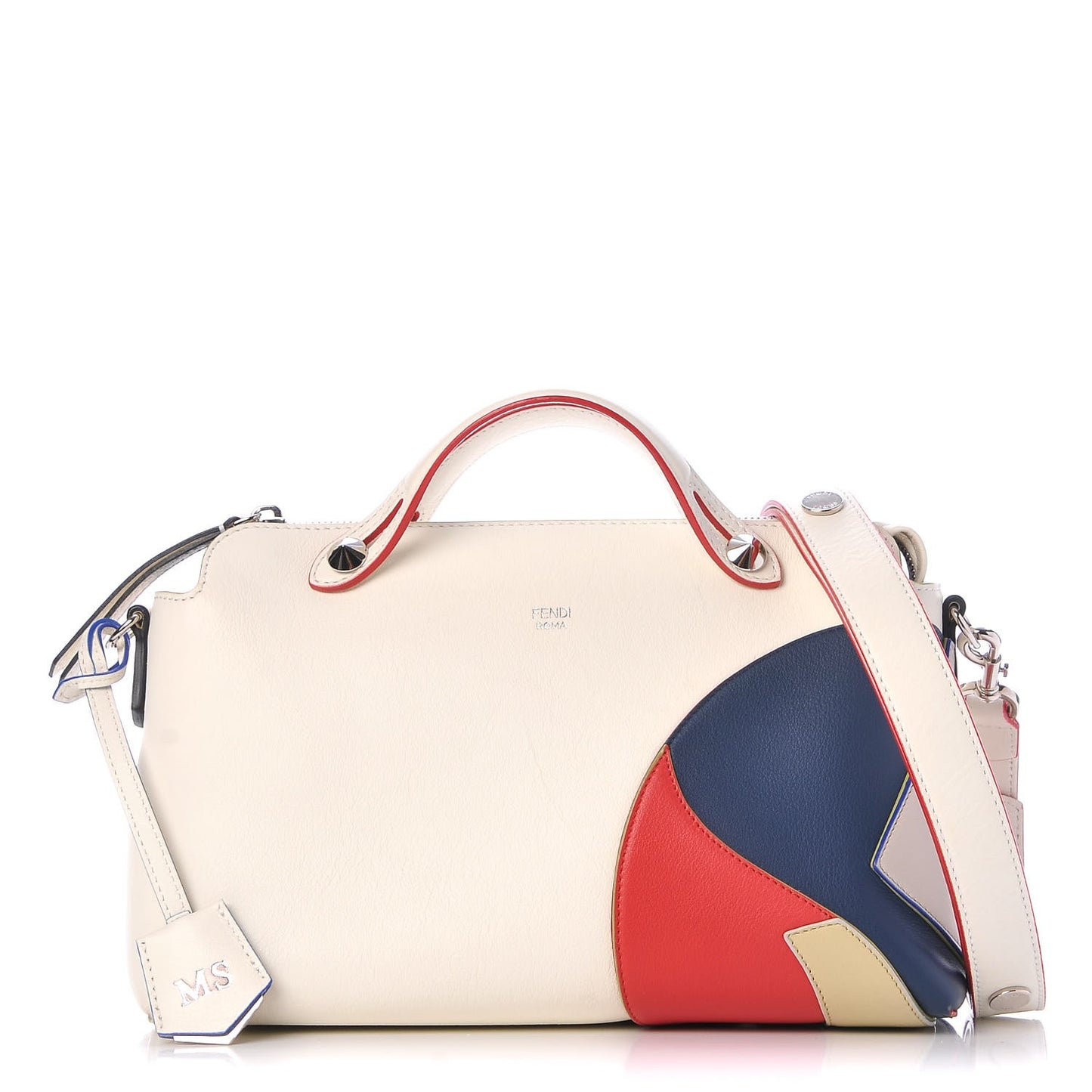 Vitello Dolce Marquetry Medium By The Way Boston Bag White Multicolor