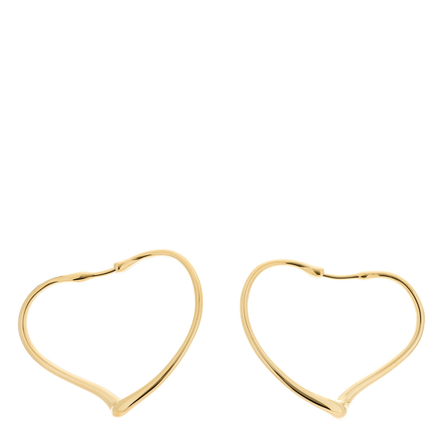 Tiffany 18K Yellow Gold Medium Elsa Peretti Open Heart Hoop Earrings 1 of 5