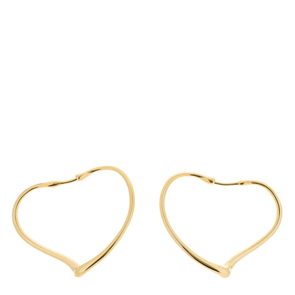 Tiffany 18K Yellow Gold Medium Elsa Peretti Open Heart Hoop Earrings 1 of 5