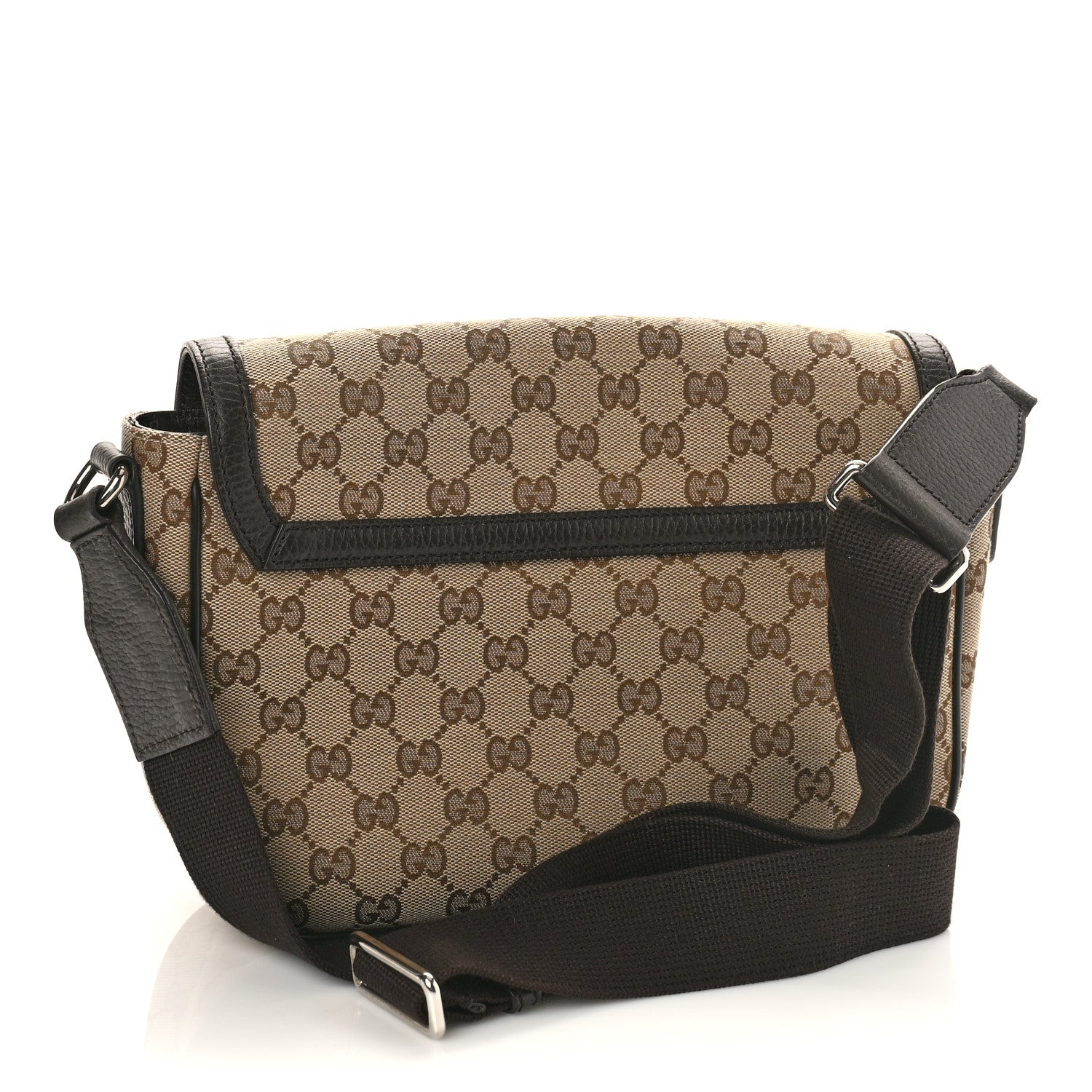Gucci Monogram Flap Messenger Bag Beige Dark Brown 3 of 9