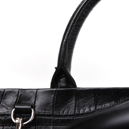 Saint Laurent Calfskin Crocodile Embossed Small Cabas Rive Gauche Black 22 of 27