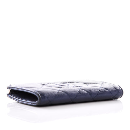 Chanel Metallic Caviar Quilted Diamond CC Key Holder Case Navy 3 of 9