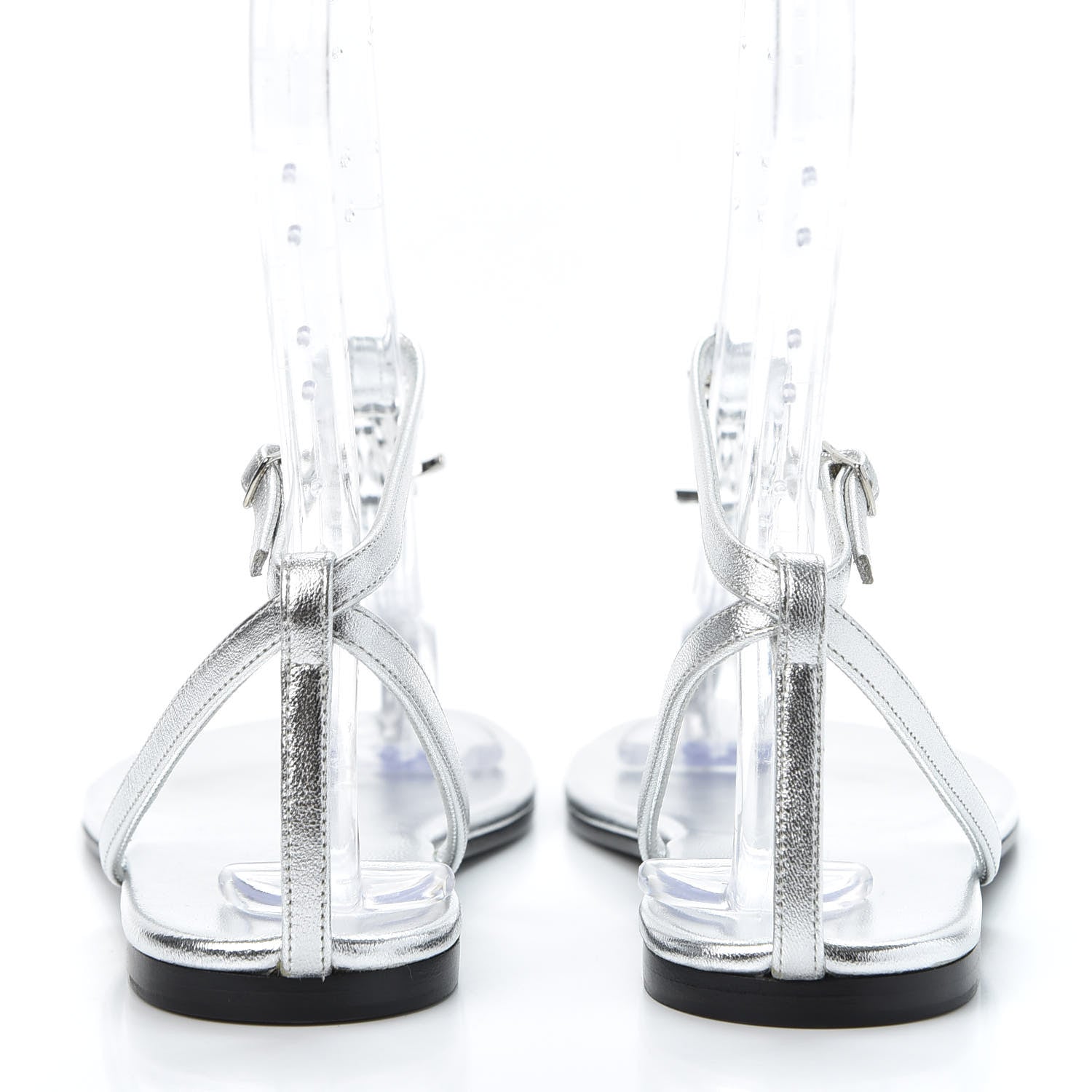 Saint Laurent Metallic Lambskin Nu Pieds 05 Thong Sandals 37 Argento 6 of 9