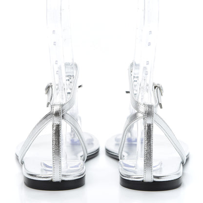Saint Laurent Metallic Lambskin Nu Pieds 05 Thong Sandals 37 Argento 6 of 9