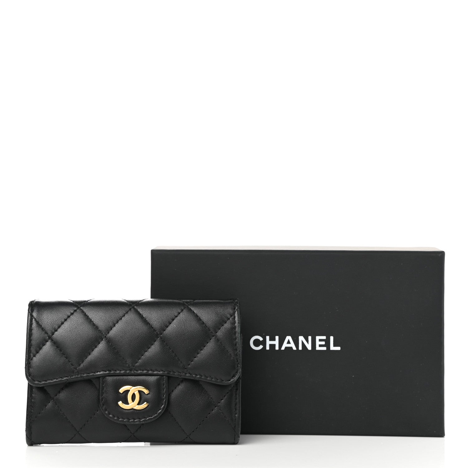 Chanel Lambskin Quilted Flap Card Holder Wallet Black 9 of 9