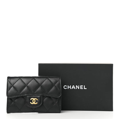 Chanel Lambskin Quilted Flap Card Holder Wallet Black 9 of 9