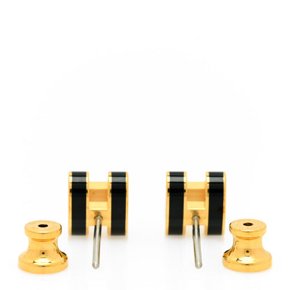 Hermes Gold Lacquered Pop H Earrings Black 3 of 4