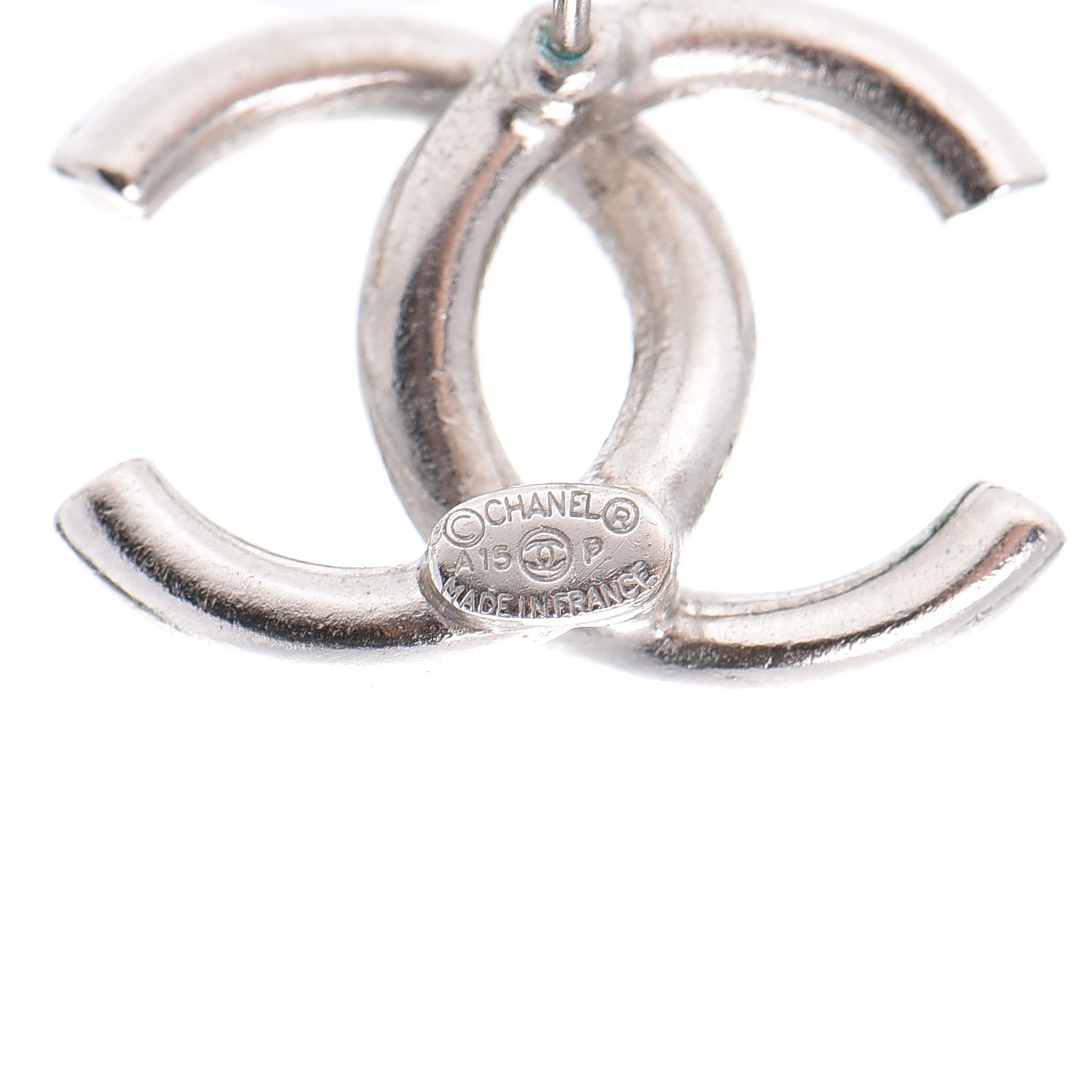Baguette Crystal CC Earrings Silver Blue