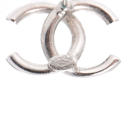 Chanel Baguette Crystal CC Earrings Silver Blue 5 of 6