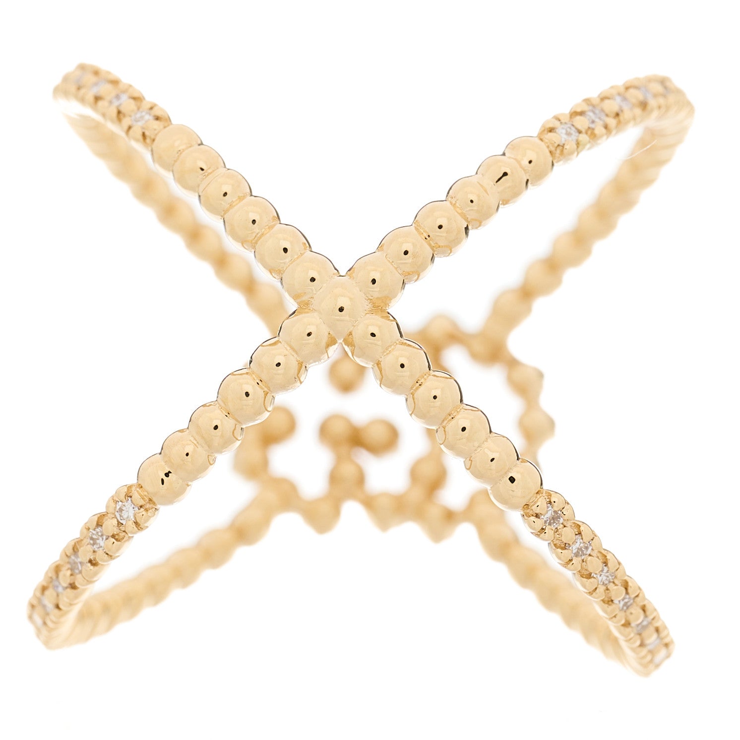 Gucci 18K Yellow Gold Diamond GG Running X Ring 52 6 4 of 6