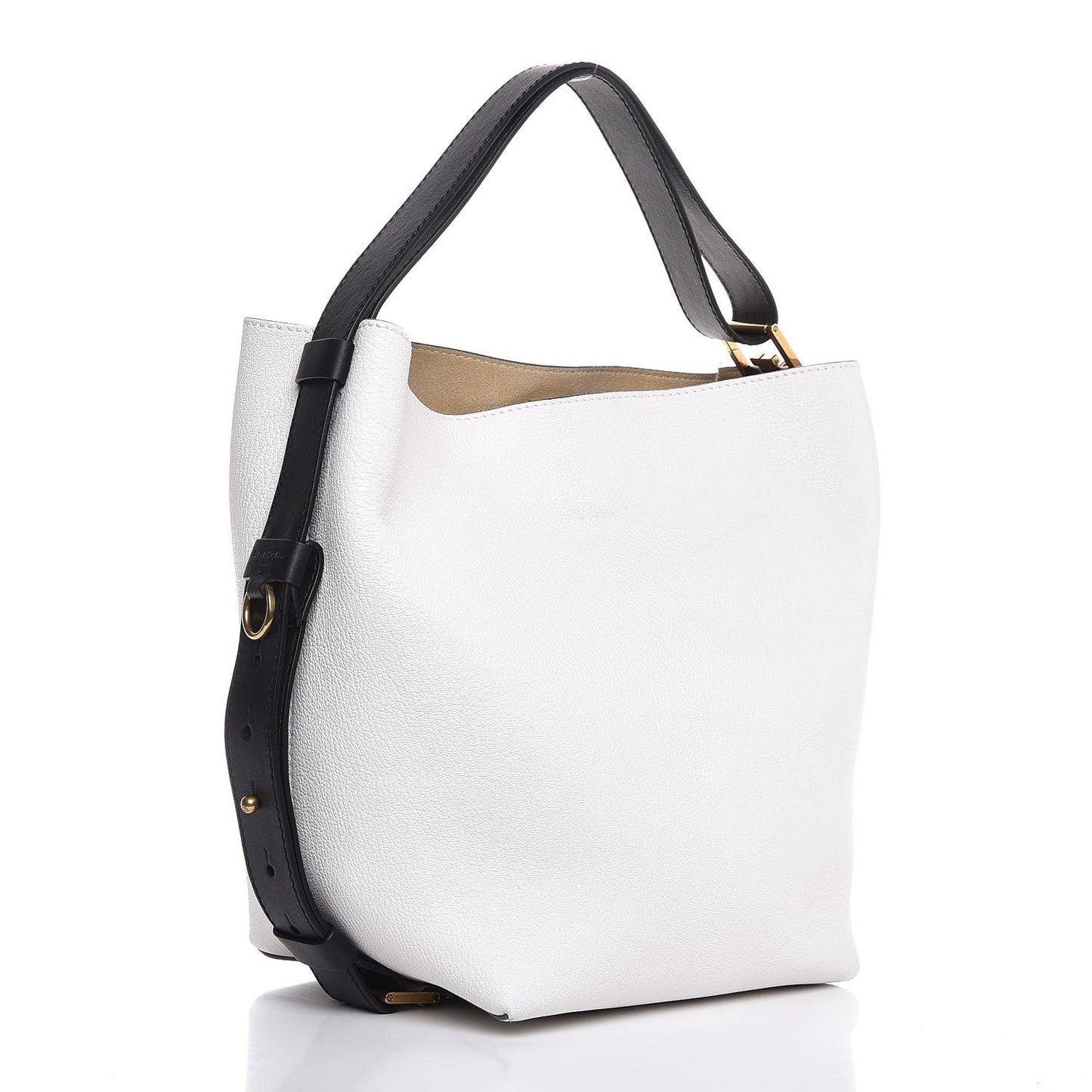 Grained Calfskin GV Bucket Bag White