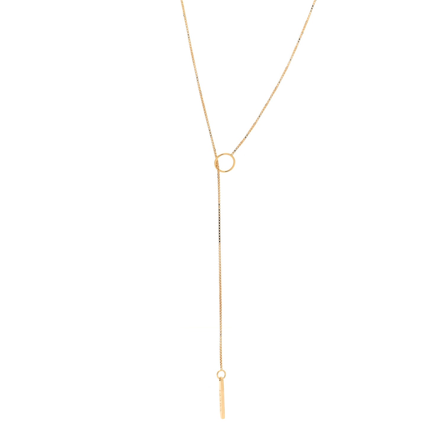 Gucci 18K Yellow Gold 20mm Lariat Necklace 1 of 5