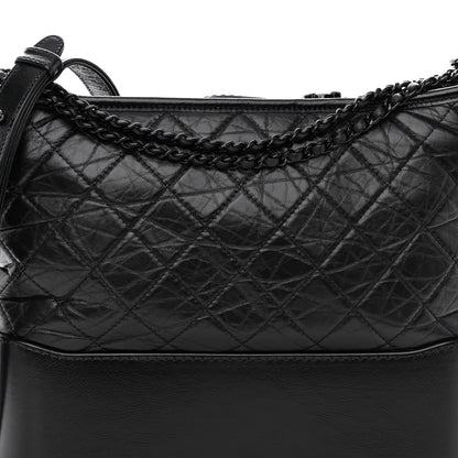 Chanel Aged Calfskin Quilted Medium Gabrielle Hobo So Black 7 of 9