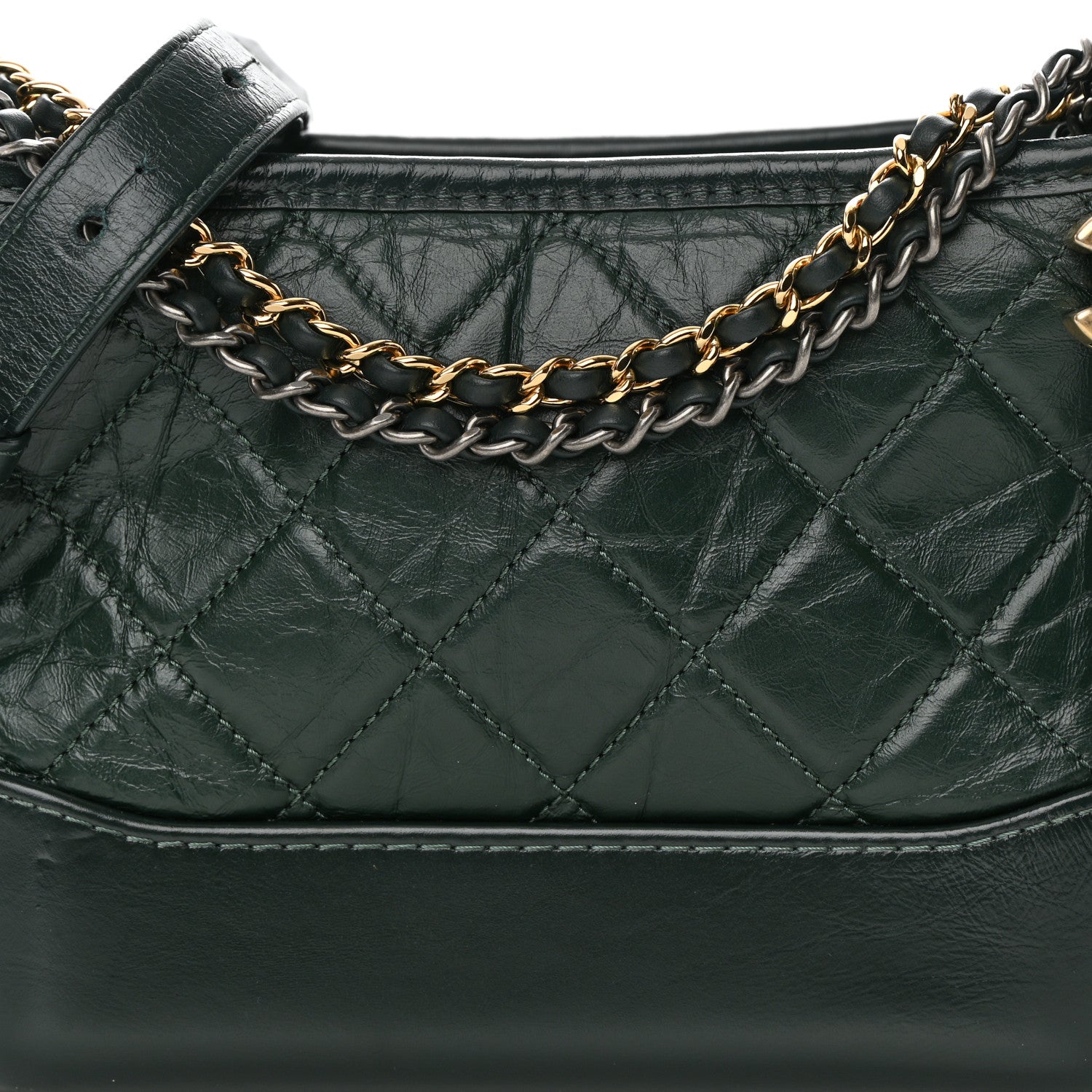 Chanel Aged Calfskin Quilted Small Gabrielle Hobo Dark Green 8 of 14
