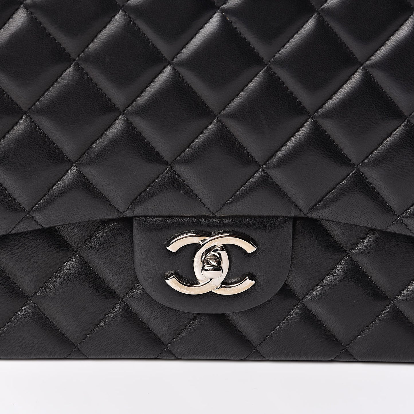 Lambskin Quilted Maxi Double Flap Black