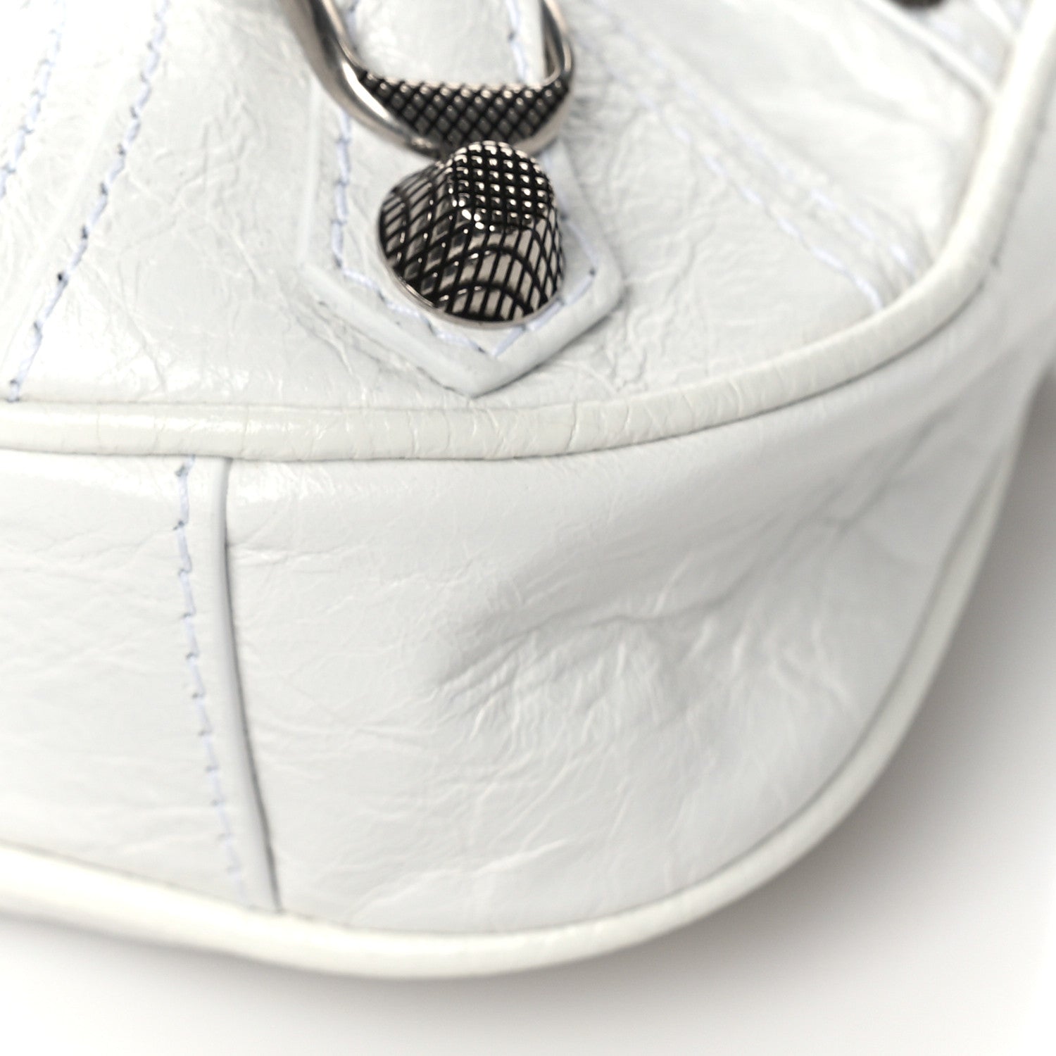 Balenciaga Agneau Arena Le Cagole Mini Purse With Chain Optic White 7 of 7