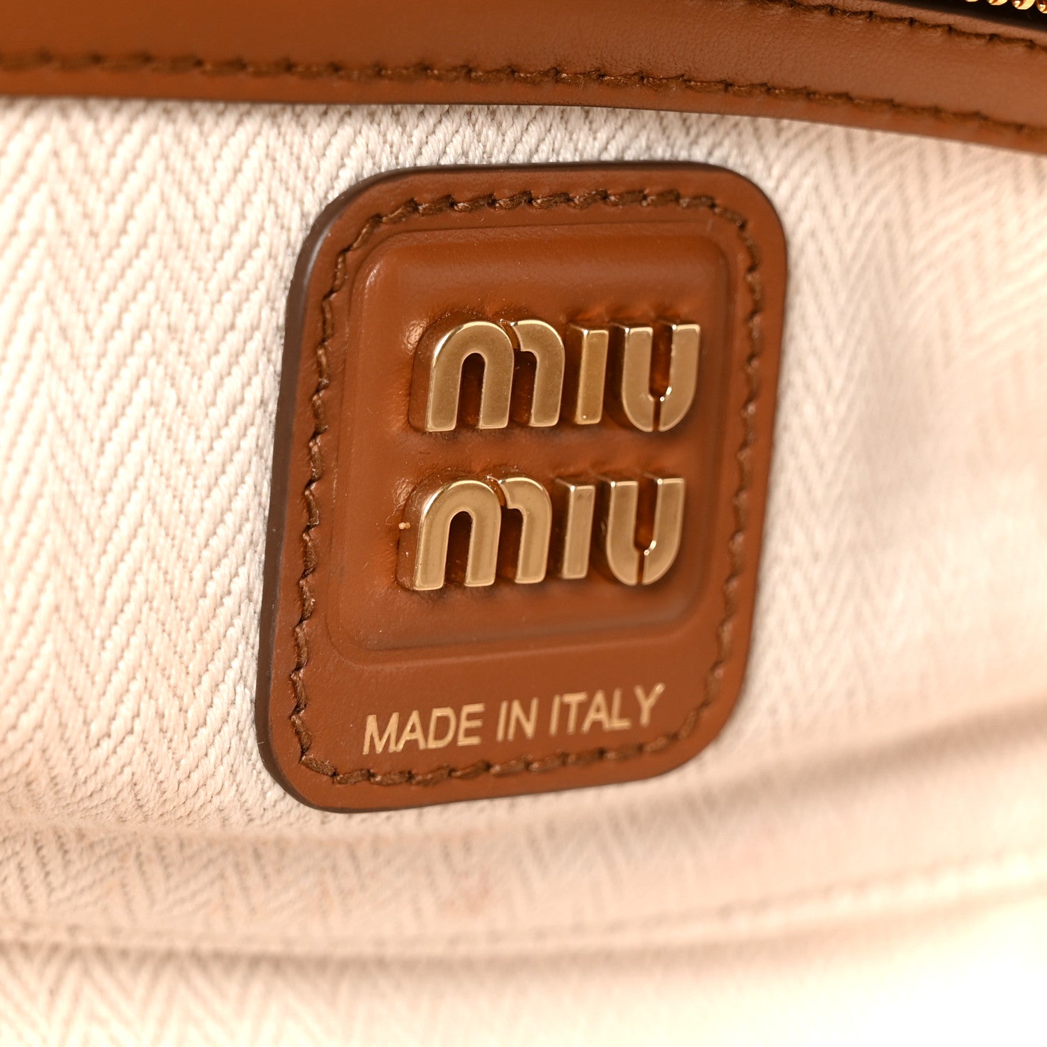 Miu Miu Nappa Patchwork Small Beau Top Handle Bag Cognac 6 of 9