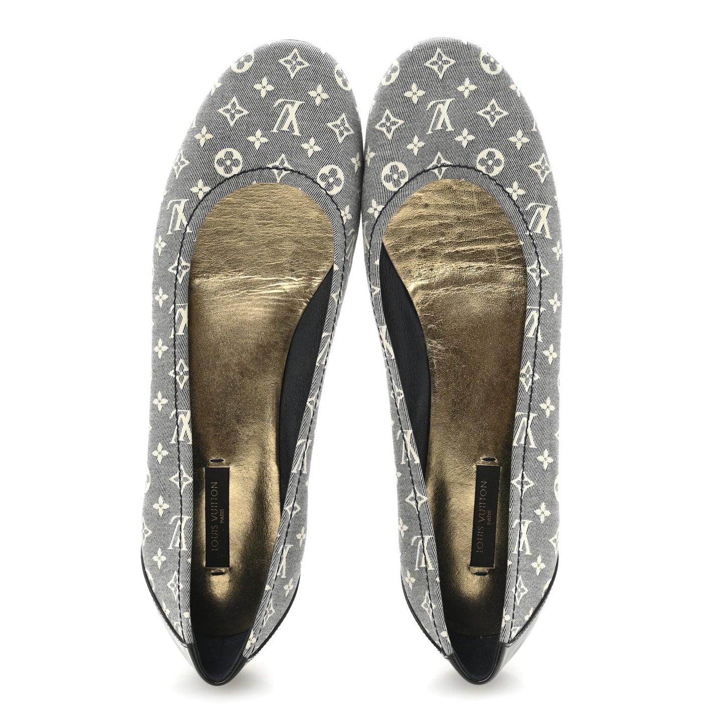 Canvas Patent Monogram Ballerina Flats 39.5 Grey