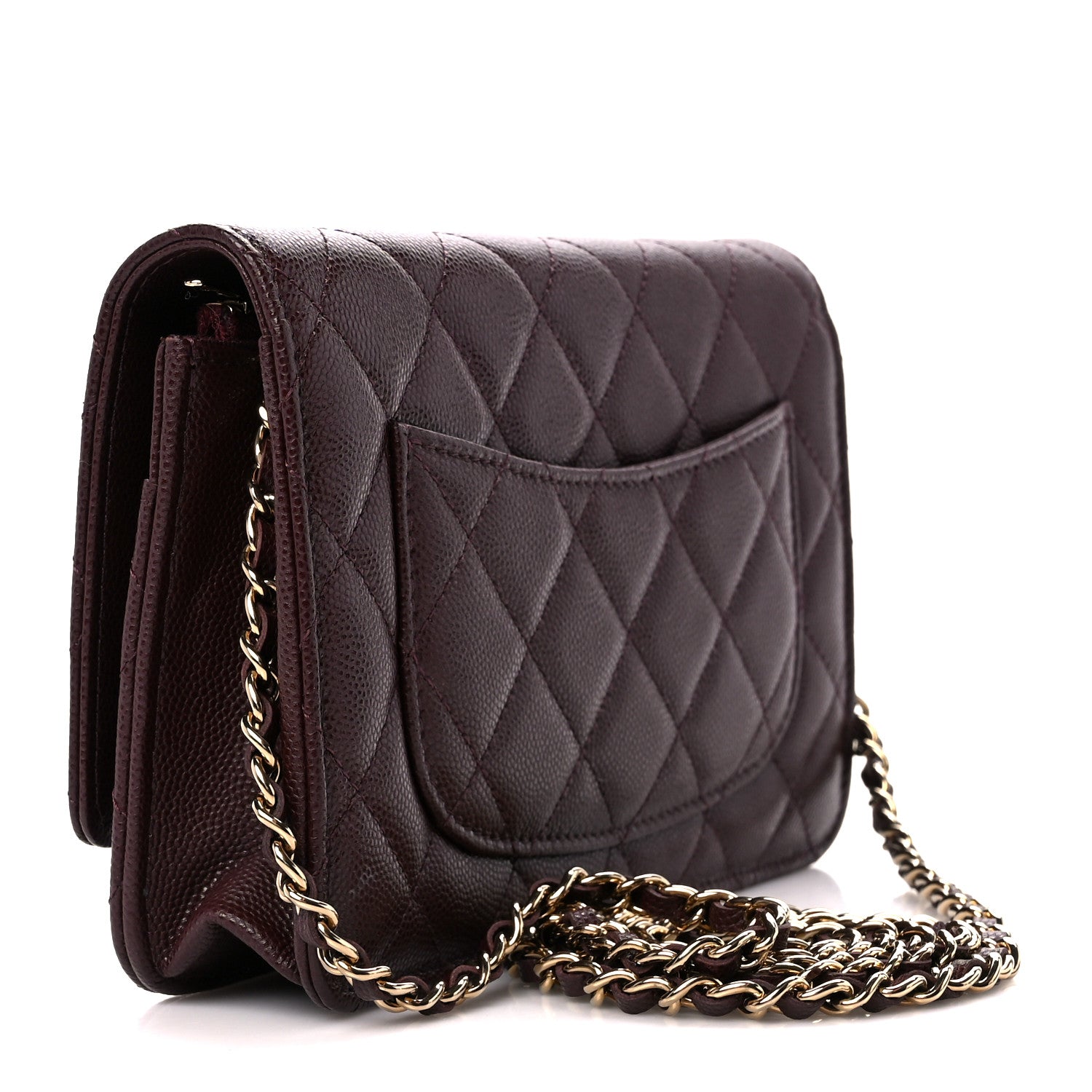 Chanel Shiny Caviar Quilted Strass Wallet On Chain WOC Bordeaux 3 of 12