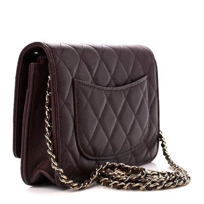 Chanel Shiny Caviar Quilted Strass Wallet On Chain WOC Bordeaux 3 of 12