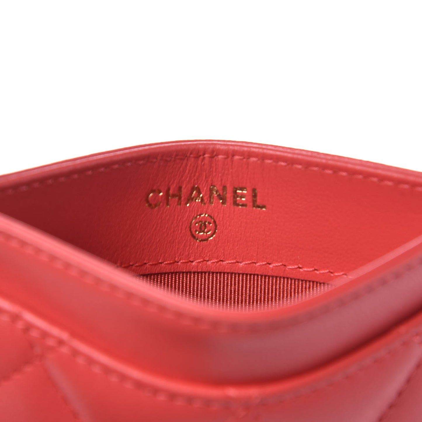 Lambskin Quilted Card Holder Red