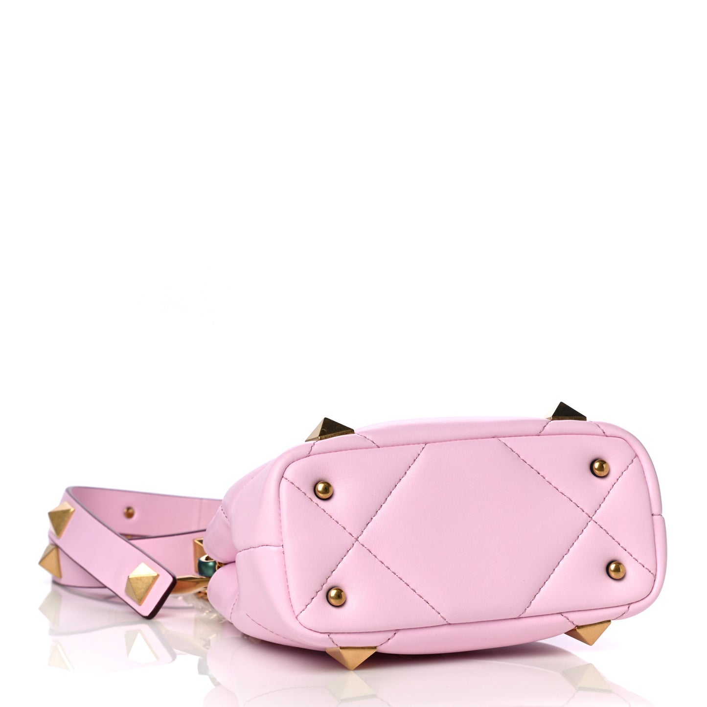 Nappa Mini Roman Stud The Handle Bag Pink Borealis